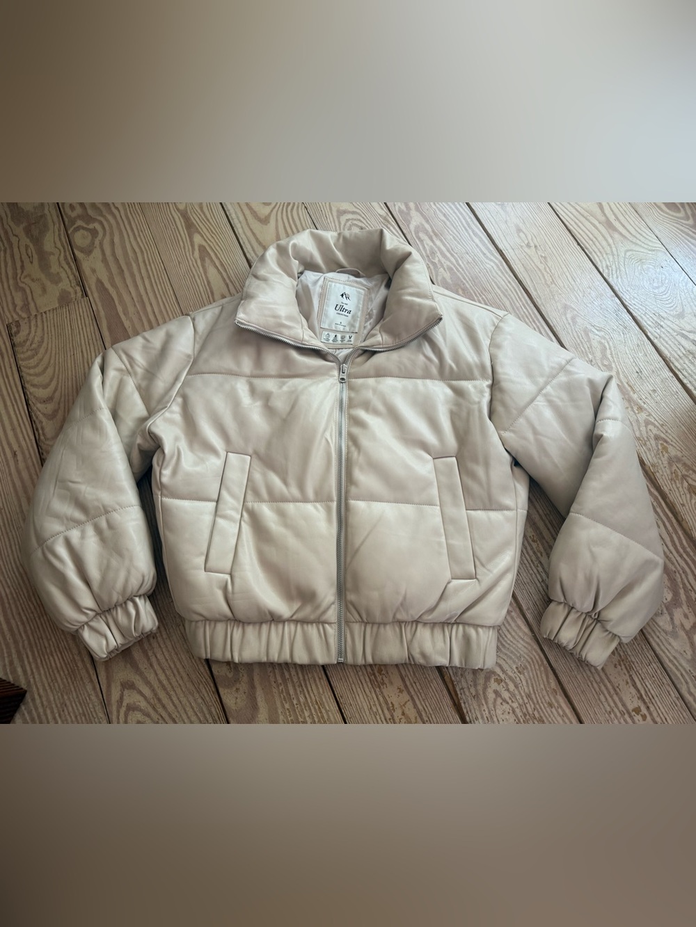 Abercrombie & Fitch Ultra Collection Vegan Leather Puffer Jacket - spot on back